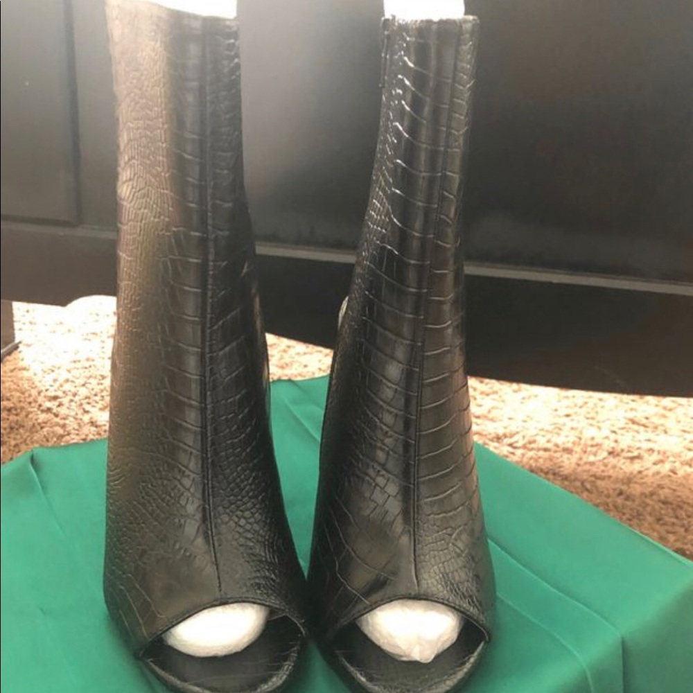 Black peep toe booties